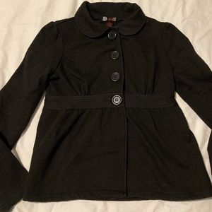 JJ BASIA BUTTON UP  BLACK LIGHTWEIGHT FLEECE COAT JACKET SIZE  XL